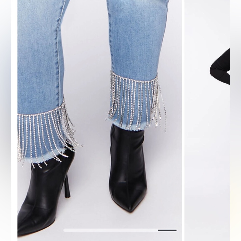 Forever 21 Rhinestone fringed jeans